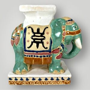 Vintage Ceramic Glazed Elephant Garden Planter 7.5” Tall